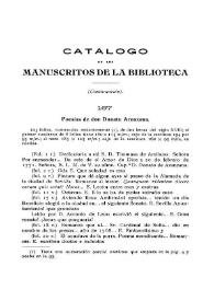 Catálogo de los manuscritos de la Biblioteca (Continuación) / Miguel Artigas y Ferrando | Biblioteca Virtual Miguel de Cervantes