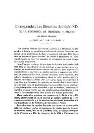 Correspondencias literarias del siglo XIX en la Biblioteca de Menéndez Pelayo / las ordena y publica José M.ª de Cossío | Biblioteca Virtual Miguel de Cervantes