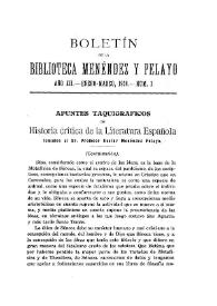 Apuntes taquigráficos de "Historia crítica de la Literatura española", tomados al Sr. Profesor Doctor Menéndez y Pelayo / Miguel Artigas y Ferrando | Biblioteca Virtual Miguel de Cervantes