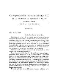 Correspondencias literarias del siglo XIX en la Biblioteca de Menéndez Pelayo / las ordena y publica José M.ª de Cossío | Biblioteca Virtual Miguel de Cervantes