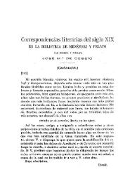 Correspondencias literarias del siglo XIX en la Biblioteca de Menéndez Pelayo (continuación) / las ordena y publica José María de Cossío | Biblioteca Virtual Miguel de Cervantes