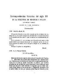 Correspondencias literarias del siglo XIX en la Biblioteca de Menéndez Pelayo / las ordena y publica José M.ª de Cossío | Biblioteca Virtual Miguel de Cervantes