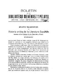 Apuntes taquigráficos de "Historia crítica de la Literatura española", tomados al Sr. Profesor Doctor Menéndez y Pelayo (continuación) / Miguel Artigas y Ferrando | Biblioteca Virtual Miguel de Cervantes