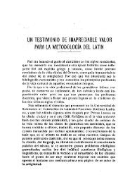 Un testimonio de inapreciable valor para la metodología del latín / Agustín de Asís González | Biblioteca Virtual Miguel de Cervantes