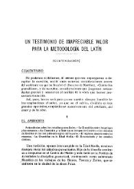 Un testimonio de inapreciable valor para la metodología del latín (continuación) / Eugenio A. de Asís González | Biblioteca Virtual Miguel de Cervantes