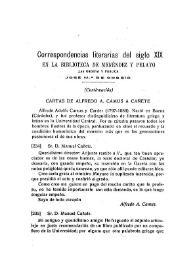 Correspondencias literarias del siglo XIX en la Biblioteca de Menéndez Pelayo (Continuación) / las ordena y publica José M.ª de Cossío | Biblioteca Virtual Miguel de Cervantes