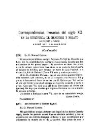 Correspondencias literarias del siglo XIX en la Biblioteca de Menéndez Pelayo / las ordena y publica José M.ª de Cossío | Biblioteca Virtual Miguel de Cervantes