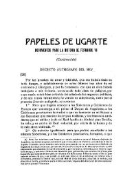 Papeles de Ugarte. Documentos para la historia de Fernando VII (Continuación) / Elías Ortiz De La Torre | Biblioteca Virtual Miguel de Cervantes