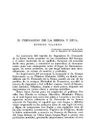 Don Fernando de la Serna y Riva. Eterno viajero / Fermín del Sojo y Lomba | Biblioteca Virtual Miguel de Cervantes