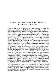 Miguel Artigas Ferrando (1887-1947). Curriculum Vitae / Ignacio Aguilera | Biblioteca Virtual Miguel de Cervantes