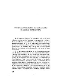 Observaciones sobre el romancero religioso tradicional / José María de Cossío | Biblioteca Virtual Miguel de Cervantes