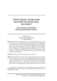 L’evolució de les oracions exclamatives-qu de grau en català / Xavier Villalba | Biblioteca Virtual Miguel de Cervantes
