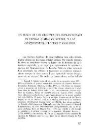 En busca de los orígenes del romanticismo en España (Cadalso, Young y las Conjectures): hipótesis y analogía / Donald E. Schurlknigth | Biblioteca Virtual Miguel de Cervantes