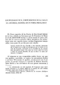 Los epigramas de D. Joseph Iglesias de la Casa o la "agudeza" barroca en un poeta neoclásico / Pablo Carrascosa Miguel, María Elisa Domínguez de Paz | Biblioteca Virtual Miguel de Cervantes