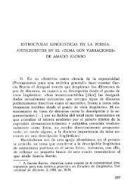 Estructuras lingüísticas en la poesía: antecedentes en el "tema con variaciones" de Amado Alonso / Pilar Rubio Montaner | Biblioteca Virtual Miguel de Cervantes