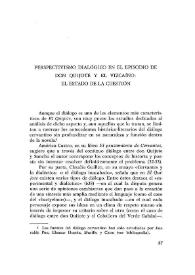 Perspectivismo dialógico en el episodio de don Quijote y el vizcaíno: el estado de la cuestión / Carmen R. Rabell | Biblioteca Virtual Miguel de Cervantes