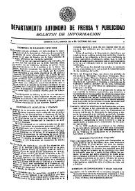 Boletín de Información. Departamento Autónomo de Publicidad y Propaganda [México]. Miércoles 6 de octubre de 1937 | Biblioteca Virtual Miguel de Cervantes