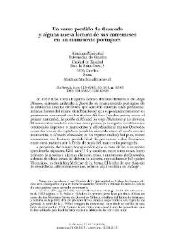 Un verso perdido de Quevedo y alguna nueva lectura de sus entremeses en un manuscrito portugués / Abraham Madroñal | Biblioteca Virtual Miguel de Cervantes