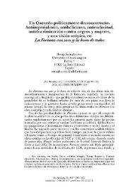 Un Quevedo políticamente desconcertante. Antiimperialismo, antibelicismo, antiesclavitud, antidiscriminación contra negros y mujeres, y una visión utópica, en "La Fortuna con seso y la hora de todos" / Henry Ettinghausen | Biblioteca Virtual Miguel de Cervantes