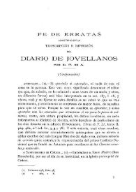 Fe de erratas cometidas en la transcripción e impresión del "Diario" de Jovellanos (Continuación) / por el P. de A.  | Biblioteca Virtual Miguel de Cervantes