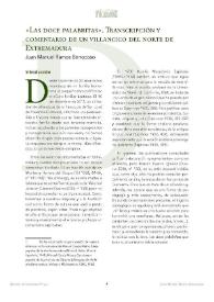 "Las doce palabritas". Transcripción y comentario de un villancico del norte de Extremadura / Juan Manuel Ramos Berrocoso | Biblioteca Virtual Miguel de Cervantes