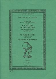 Académie des baux-arts discours prononcés dans la séance publique tenue par l'academie des beaux-arts presidee por M. Arnaud d' Hauterives... le mercredi 20 mai 1987 pour la reception de M. Richard Nixon Èlu Associé Étranger en remplacement dde M. Athur Rubinstein | Biblioteca Virtual Miguel de Cervantes