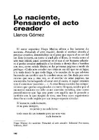 Lo naciente. Pensando el acto creador / Llanos Gómez | Biblioteca Virtual Miguel de Cervantes