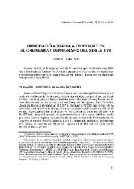 Immigració agrària a Constantí en el creixement demogràfic del segle XVIII  / Josep M. Grau i Pujol | Biblioteca Virtual Miguel de Cervantes