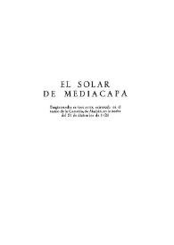 El solar de Mediacapa
 / Carlos Arniches | Biblioteca Virtual Miguel de Cervantes