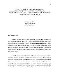 La evaluación de impacto ambiental: recopilación, análisis y punto de vista crítico desde la perspectiva sociológica / Ana Carmen Irigalba; Ana Isabel Etxaleku; José M. Echavarren | Biblioteca Virtual Miguel de Cervantes