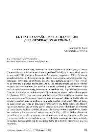 El teatro español en la transición: ¿una generación "olvidada"? / Mariano de Paco | Biblioteca Virtual Miguel de Cervantes