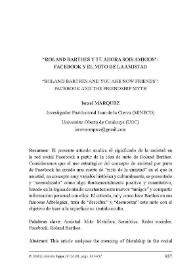 "Roland Barthes y tú ahora sois amigos": Facebook y el mito de la amistad / Israel Márquez | Biblioteca Virtual Miguel de Cervantes