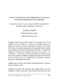 Pluriculturalidad y creación artística italiana en Buenos Aries (Argentina, 1890-1910) / José Ignacio Weber | Biblioteca Virtual Miguel de Cervantes