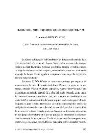 López Castro, Armando: "El hilo del aire. Estudios sobre Antonio Colinas". León: Área de Publicaciones de la Universidad de León, 2017, 323 págs. [Reseña] / Sergio Fernández Martínez | Biblioteca Virtual Miguel de Cervantes