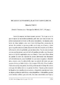 Vasco, Eduardo: "Ricardo Calvo Agostí, el actor y los clásicos." Madrid: Fundamentos / Monografías RESAD, 2017, 190 págs. [Reseña]
 / Ignacio García May  | Biblioteca Virtual Miguel de Cervantes