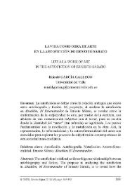 La vida como obra de arte en la autoficción de Ernesto Sábato / Ronald García Gallego | Biblioteca Virtual Miguel de Cervantes