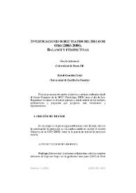 Investigaciones sobre teatro del siglo de oro (2005-2008). Balance y perspectivas  / Fausta Antonucci, Rafael González Cañal | Biblioteca Virtual Miguel de Cervantes