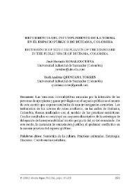 Recurrencia del incumplimiento de la norma en el espacio público de Duitama, Colombia / José Horacio Rosales Cueva y Yudi Andrea Quintana Torres | Biblioteca Virtual Miguel de Cervantes