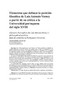 Elementos que definen la posición filosófica de Luis Antonio Verney a partir de su crítica a la universidad portuguesa del siglo XVIII / Helena Nadal Sánchez | Biblioteca Virtual Miguel de Cervantes