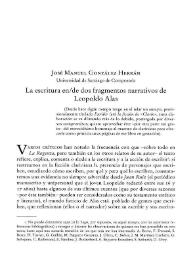 La escritura en/de dos fragmentos narrativos de Leopoldo Alas / José Manuel González Herrán | Biblioteca Virtual Miguel de Cervantes