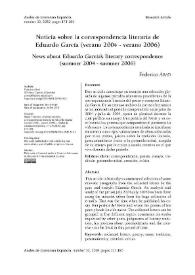 Noticia sobre la correspondencia literaria de Eduardo García (verano 2004-verano 2006) / Federico Abad | Biblioteca Virtual Miguel de Cervantes