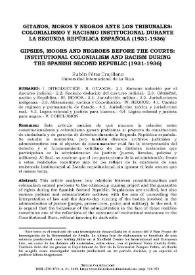 Gitanos, moros y negros ante los tribunales: colonialismo y racismo institucional durante la Segunda República española (1931-1936)  / Rubén Pérez Trujillano | Biblioteca Virtual Miguel de Cervantes