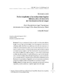 Introducción. De los trasplantes a las traducciones legales: Introducción a la tesis de la no-Americanización en Langer / Antonella Donnes | Biblioteca Virtual Miguel de Cervantes