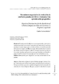 Mecanismos negociados de resolución de conflictos penales en Chile y Alemania: Una aproximación pragmática / Carlos Correa Robles | Biblioteca Virtual Miguel de Cervantes