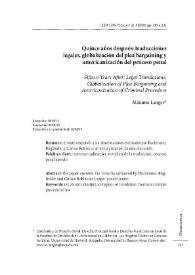 Quince años después: traducciones legales, globalización del plea bargaining y americanización del proceso penal / Máximo Langer | Biblioteca Virtual Miguel de Cervantes