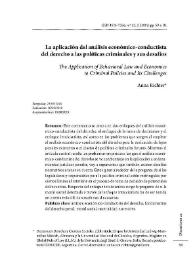 La aplicación del análisis económico-conductista del derecho a las políticas criminales y sus desafíos / Anna Richter | Biblioteca Virtual Miguel de Cervantes