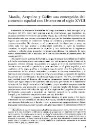 Manila, Acapulco y Cádiz: una concepción del comercio español con Oriente en el siglo XVIII / Ovidio García Regueiro | Biblioteca Virtual Miguel de Cervantes