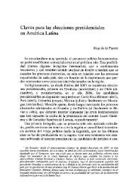 Claves para las elecciones presidenciales en América Latina / Rosa de la Fuente | Biblioteca Virtual Miguel de Cervantes