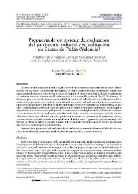 Propuesta de un método de evaluación del patrimonio cultural y su aplicación en Cortes de Pallás (Valencia) / Sandra Mayordomo Maya ; Jorge Hermosilla Pla
 | Biblioteca Virtual Miguel de Cervantes