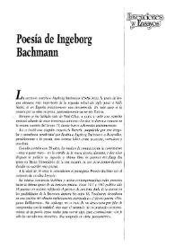 Poesía de Ingeborg Bachmann / Ingeborg Bachmann ; selección, traducción y nota introductoria de Cecilia Dreymüller y Concha García | Biblioteca Virtual Miguel de Cervantes